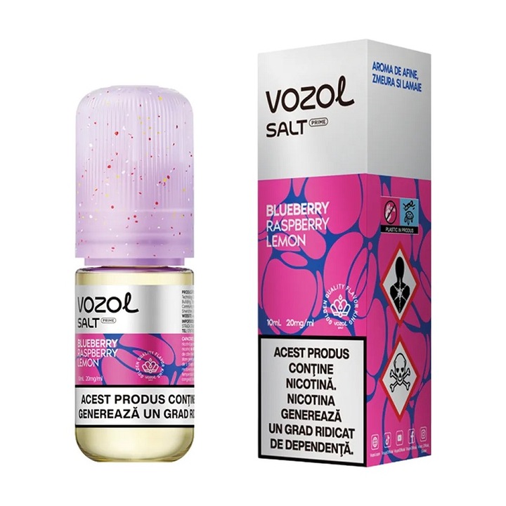 Lichid Tigara Electronica Vozol Salt Prime - Blueberry Raspberry Lemon, 10ml, 20mg/ml