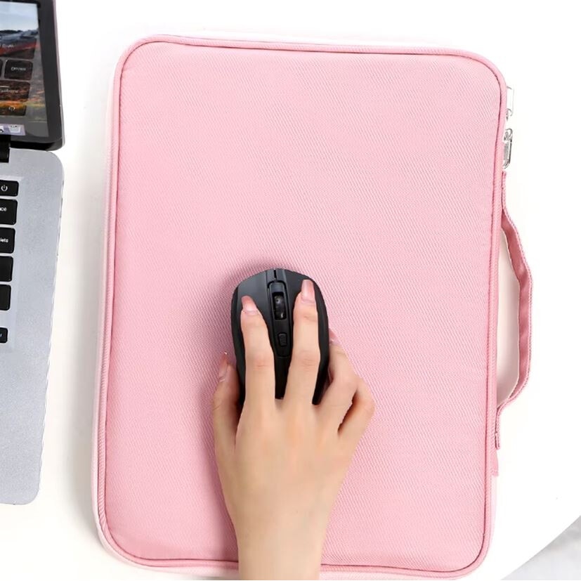 Geanta pentru Laptop 13.3"-14", Textil rezistent, Compatibil MacBook, Buzunare multiple, Roz