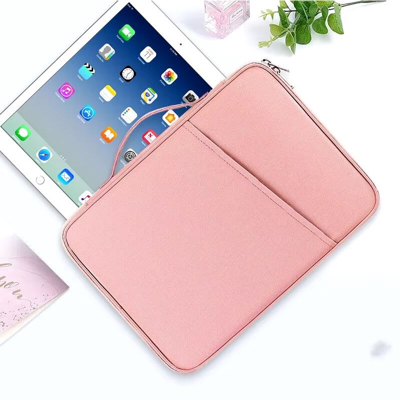 Geanta pentru Laptop 13.3"-14", Textil rezistent, Compatibil MacBook, Buzunare multiple, Roz