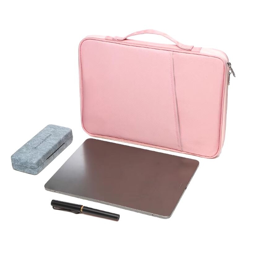 Geanta pentru Laptop 13.3"-14", Textil rezistent, Compatibil MacBook, Buzunare multiple, Roz