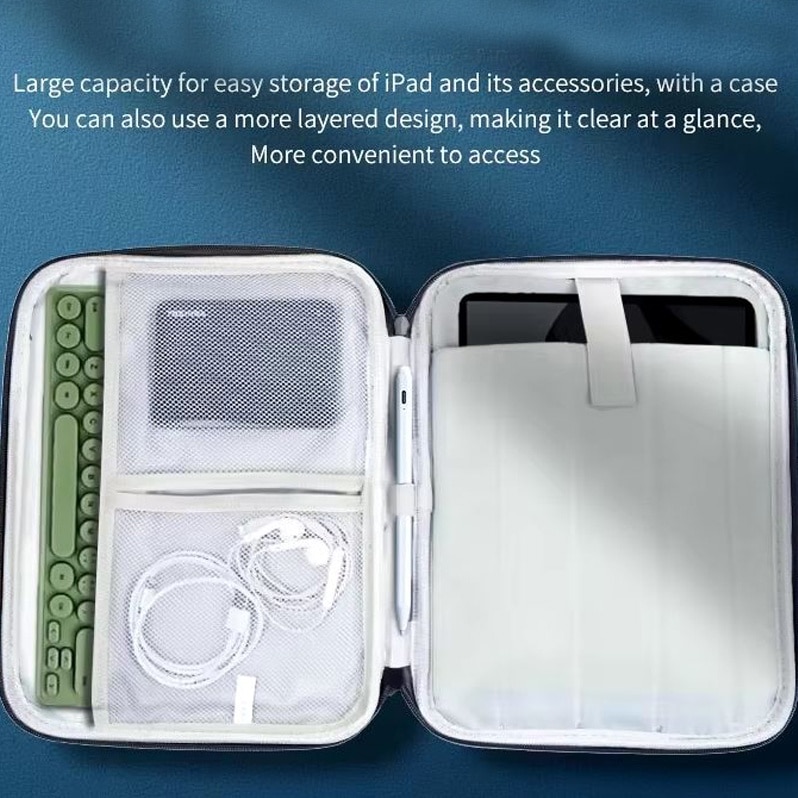 Geanta pentru Laptop 13.3"-14", Textil rezistent, Compatibil MacBook, Buzunare multiple, Bleumarin