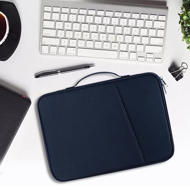 Geanta pentru Laptop 13.3"-14", Textil rezistent, Compatibil MacBook, Buzunare multiple, Bleumarin