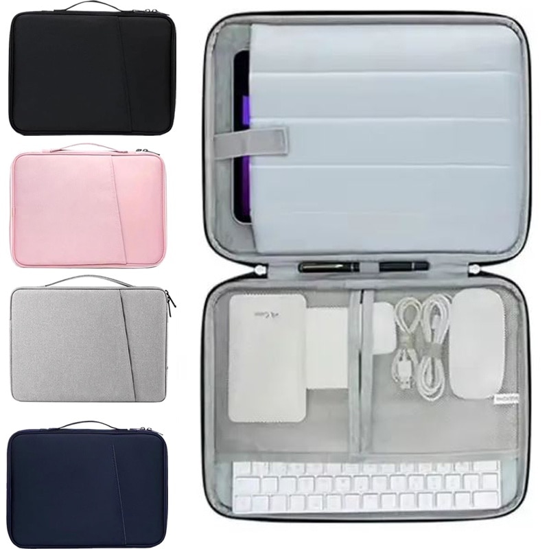 Geanta pentru Laptop 13.3"-14", Textil rezistent, Compatibil MacBook, Buzunare multiple, Bleumarin