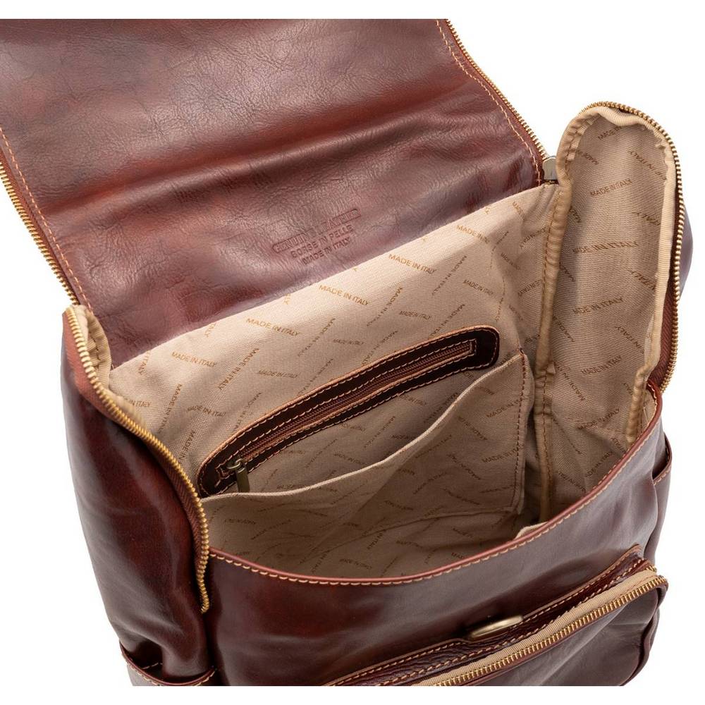 Rucsac din piele naturala pentru laptop, coniac, LR5568A