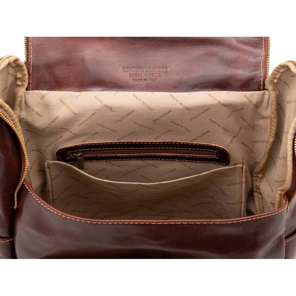 Rucsac din piele naturala pentru laptop, coniac, LR5568A