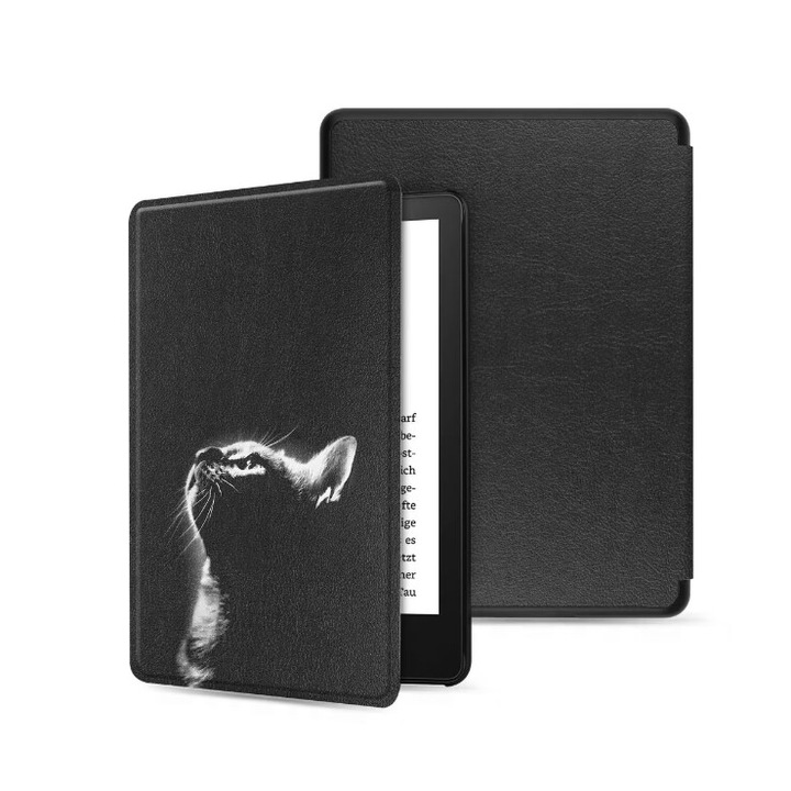 Husa pentru Kindle pentru ebook reader Kindle 2021, 11th generation, 6.8 inch, ultra-light, black cat