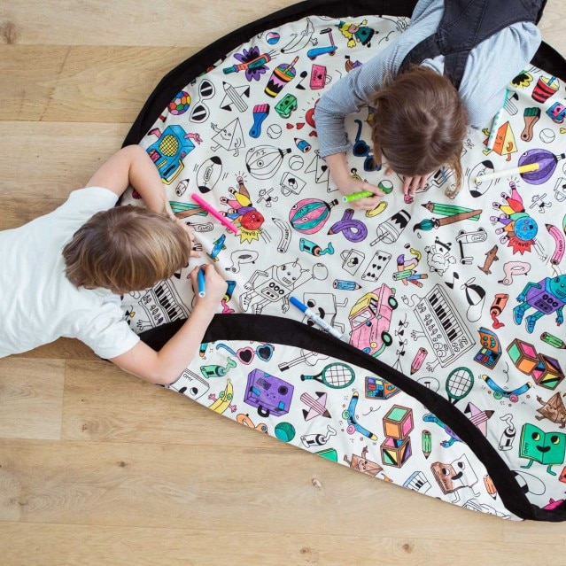 Covor joaca si organizator jucarii 2 in 1 - De colorat, Play&Go