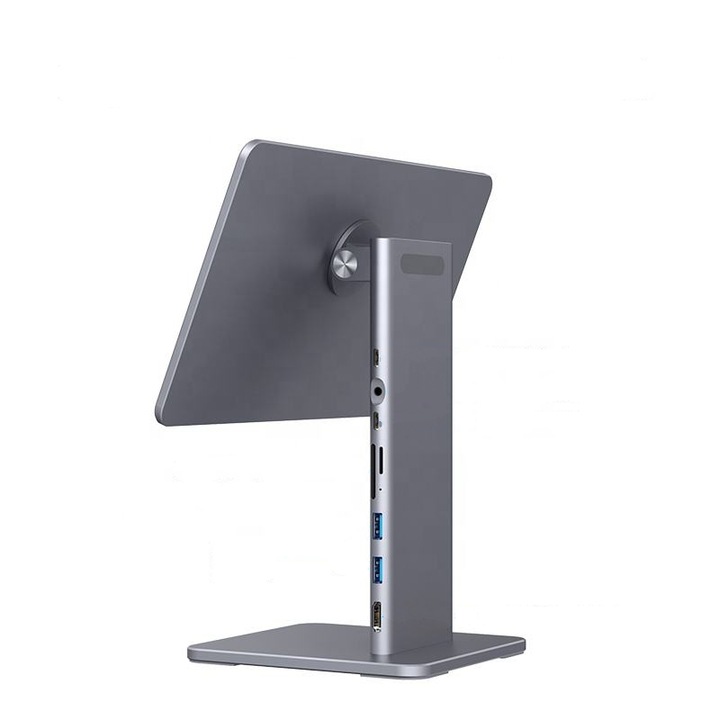 Dokkoló mágneses állvány iPad Air 10,9 hüvelykes 4./5. generációs iPad Pro 11 hüvelykes 1./2./3./4., 1 x HDMI 4K@60Hz, 1 x USB-C PD 60W, 2 x 5 Gbps USB 3.0, SD/microSD akár 100 MB/s, RikBo®