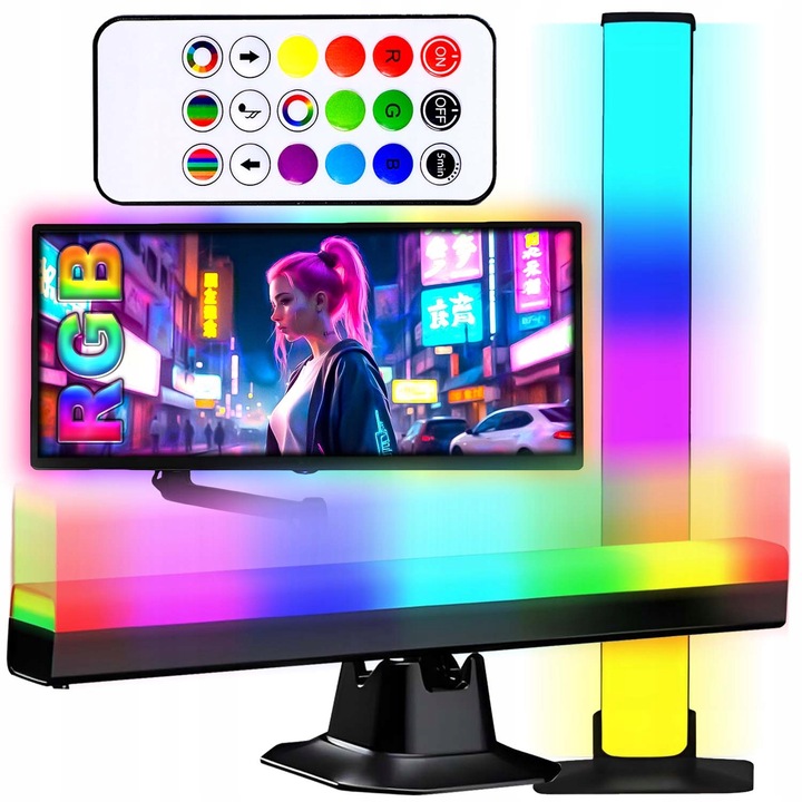 Intelligens RGB LED fénycsík, NewEvo®, környezeti világítás, 16 millió szín, három vezérlési mód, dinamikus zeneszinkron mód, 213 előre beállított mód, USB interfész (adapter nem tartozék)