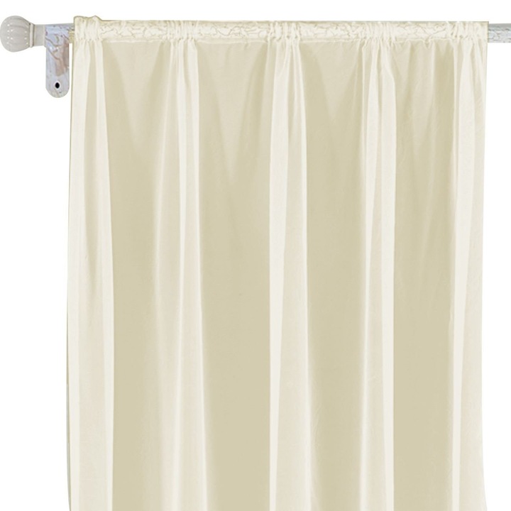 Dekoratív függöny, fátyol, szalag, ekrü, 140x250 cm