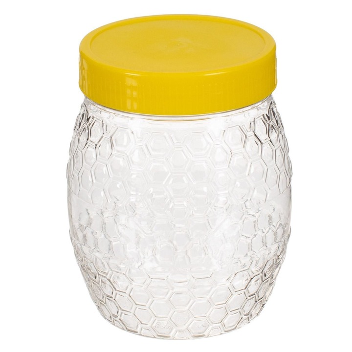 Recipient Plastic Miere, Model Celular, Capac Galben, Capacitate 0.7L, MYONNA IT & E- COMMERCE ®