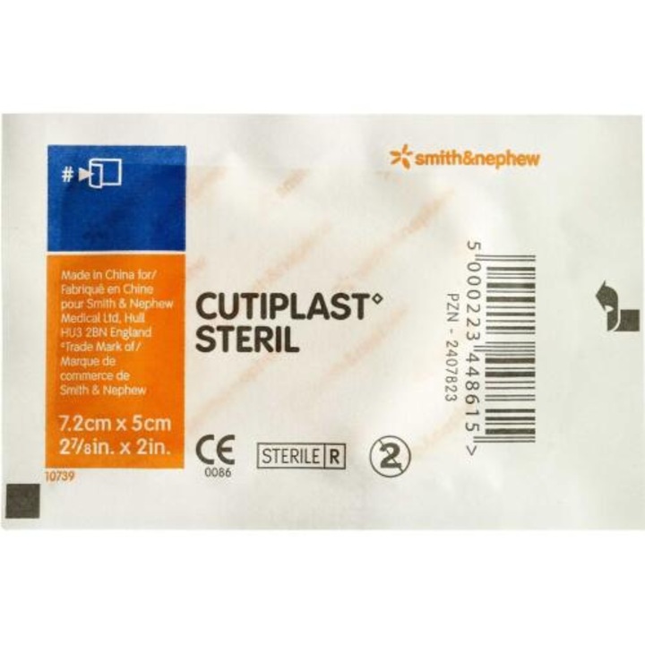 Pansament steril postoperator Cutiplast, flexibil, 7, 2 x 5 cm, Smith & Nephew, 1 buc