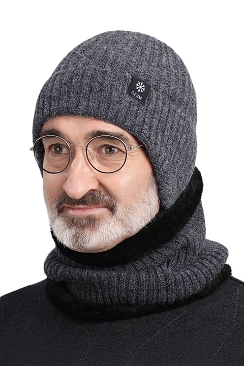 Caciula barbati, calduroasa, model cu acoperitori pentru urechi, tematica confort si siguranta, marime universala, gri, EFAYN