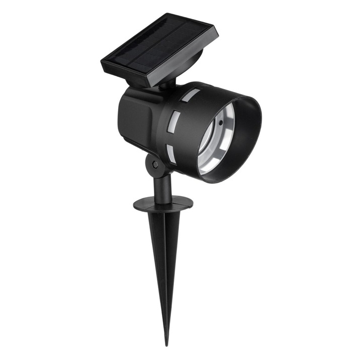 LED соларен прожектор, Кръгъл модел, Регулируем наклон, Черен