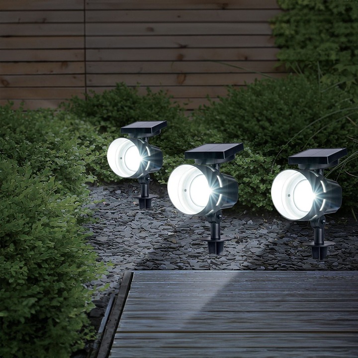 LED napelemes lámpa, kerek modell, állítható dőlésszög, fekete