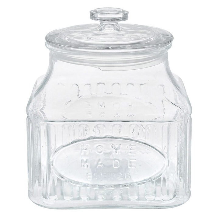 Буркан, домашен модел, стъкло, вместимост 2,4 л, прозрачен, с капак
