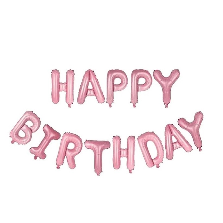 Fóliás lufi készlet, Boldog születésnapot, 40 cm, világos rózsaszín, Avaleea