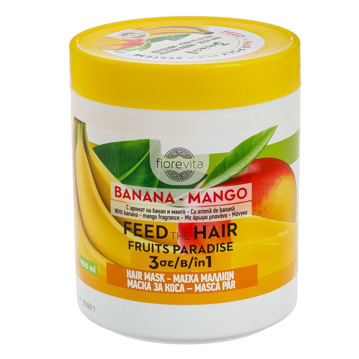 Masca de Par Fiorevita, Banana Mango, 3 in 1, Capacitate 900 ml