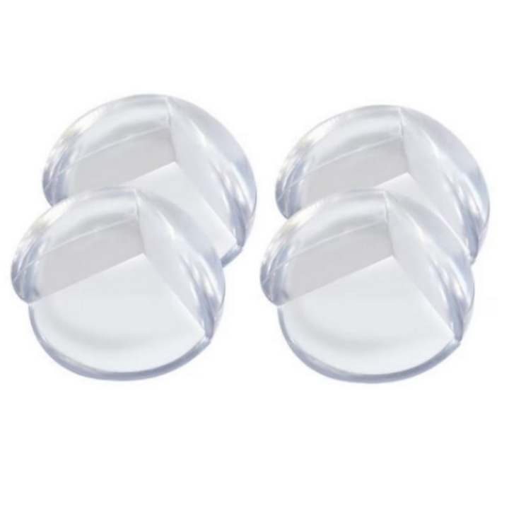 Protectie colturi mobilier, Almido, set 4 bucati, model rotund, autoadezive Transparent