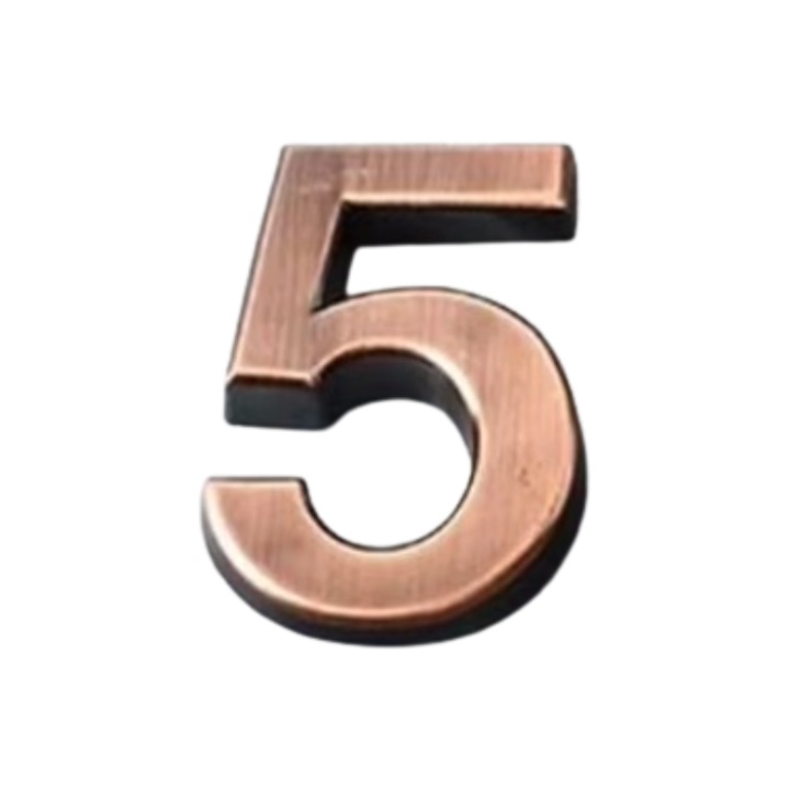 Numar casa, Usa, Cifra 5, CRT, Pro Door, ABS, Autoadeziv, Aramiu, 5x3, 5 cm