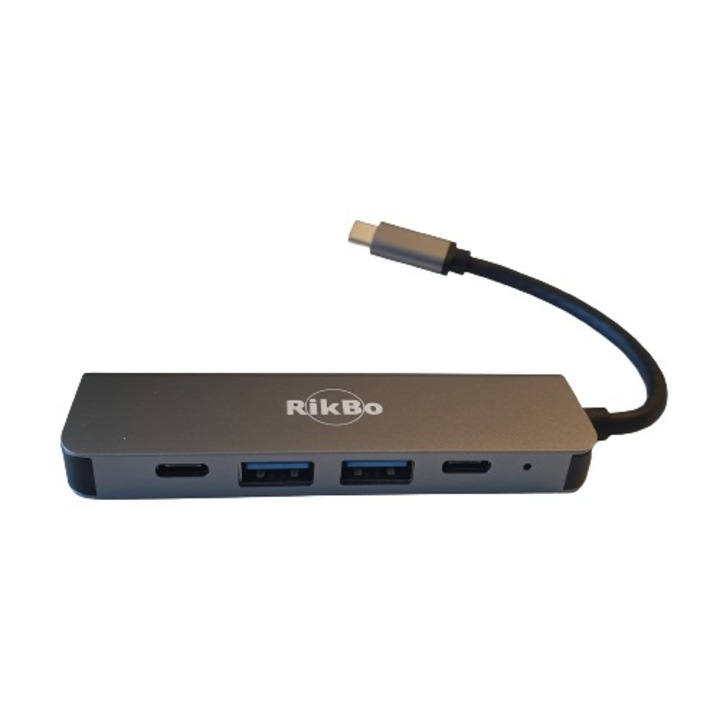 Докинг станция USB C 5 в 1 RikBo® USB Type-C към 1 x USB-C - захранване, 1 x 4K HDMI, 2 x USB 3.0, 1 x USB тип C порт за данни