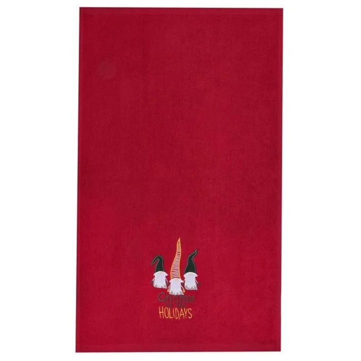 Piros pamut törölköző karácsonyi gnóm figurákkal 90x50cm Nyland®