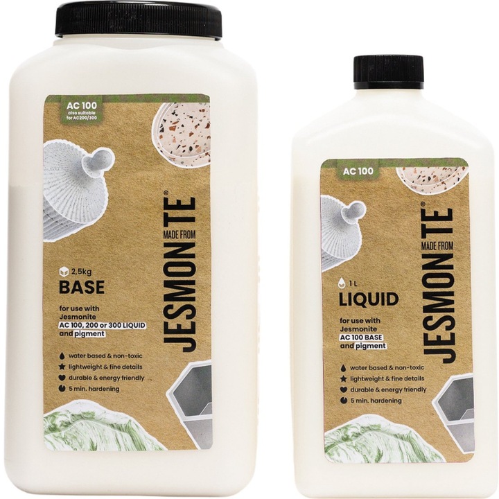 Jesmonite - SET AC100 Rasina pentru Turnare si Decoratiuni Ecologice 1L + 2.5Kg baza
