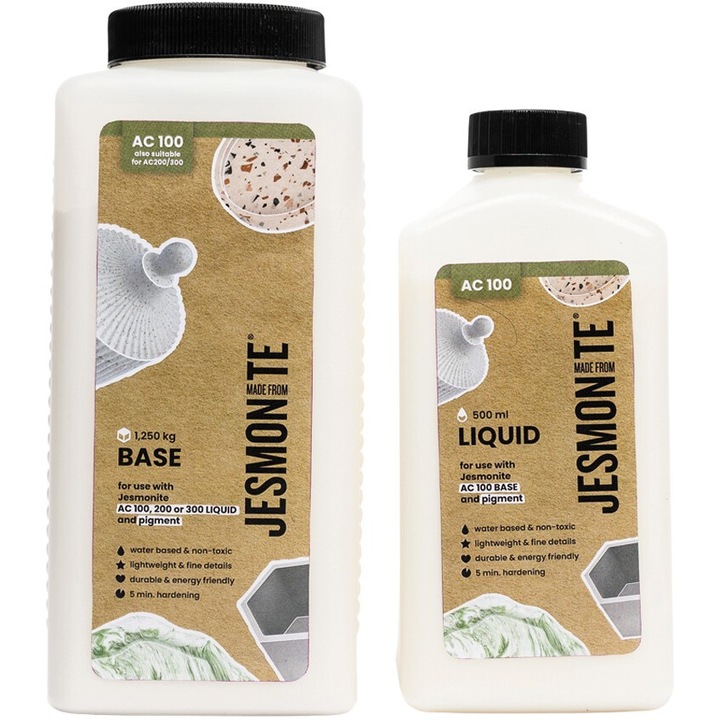 Jesmonite - SET AC100 Rasina pentru Turnare si Decoratiuni Ecologice 500ml + 1250gr baza