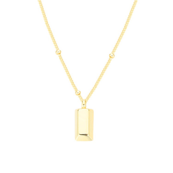 Nyaklánc, Lánc, kis arany tégla medál, fényes, réz, 40+5cm, arany