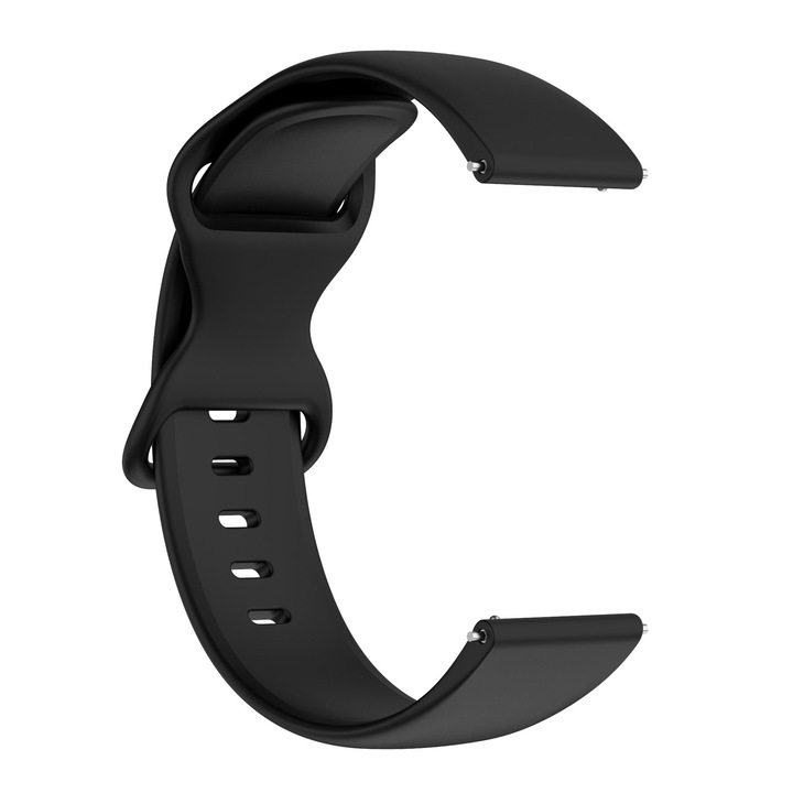 Univerzális Vogo óraszíj, kompatibilis Garmin, Huawei Watch, Samsung Galaxy Watch, Amazfit, 20 mm-es L méretű, szilikon, fekete