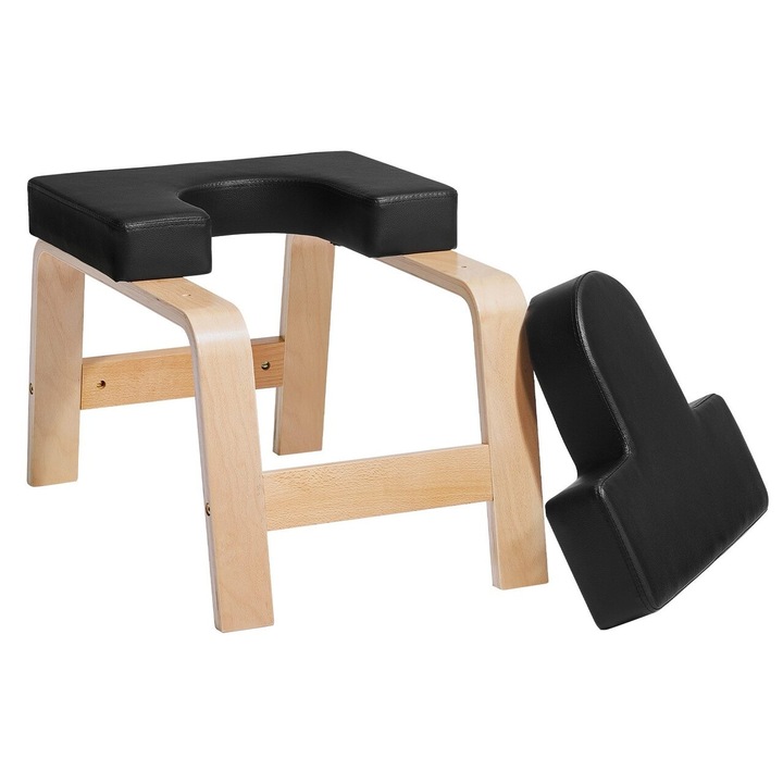 Banca pentru antrenament yoga, Lemn/PU, Perna, max 136 kg