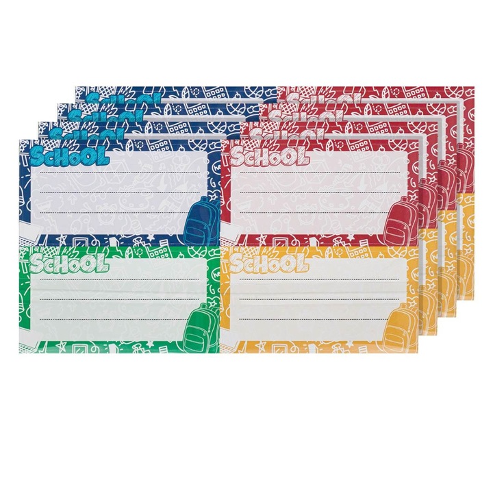 Etichete Autocolante Back to School, Set 40 Bucati, Multicolor, 7x4 cm