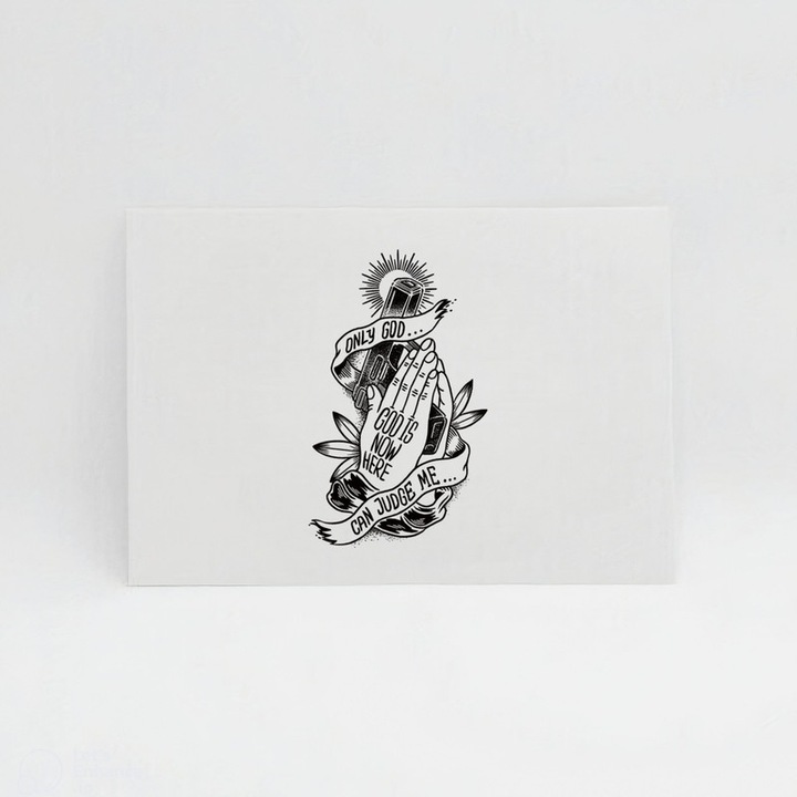 Tatuaj Temporar, Drunk Squid, 4.31cm x 7.01cm, negru