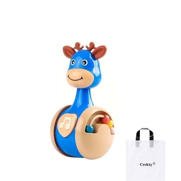 Crrkty interaktív játék, kékszarvas pohár, motoros készségek fejlesztésére, 9-12 hónap, 1 év, 2 év
