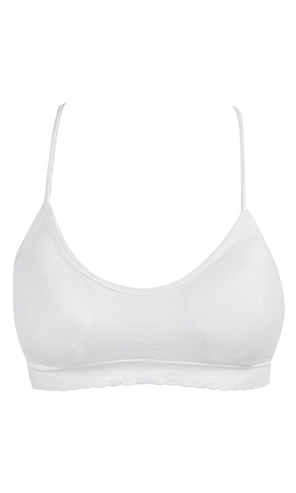 Női mellszobor, varrat nélküli, vékony X pántos, fehér, egy méret