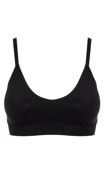 Női, mellszobor, varrat nélküli bordás, fekete, egy méret, poliészter elasztán