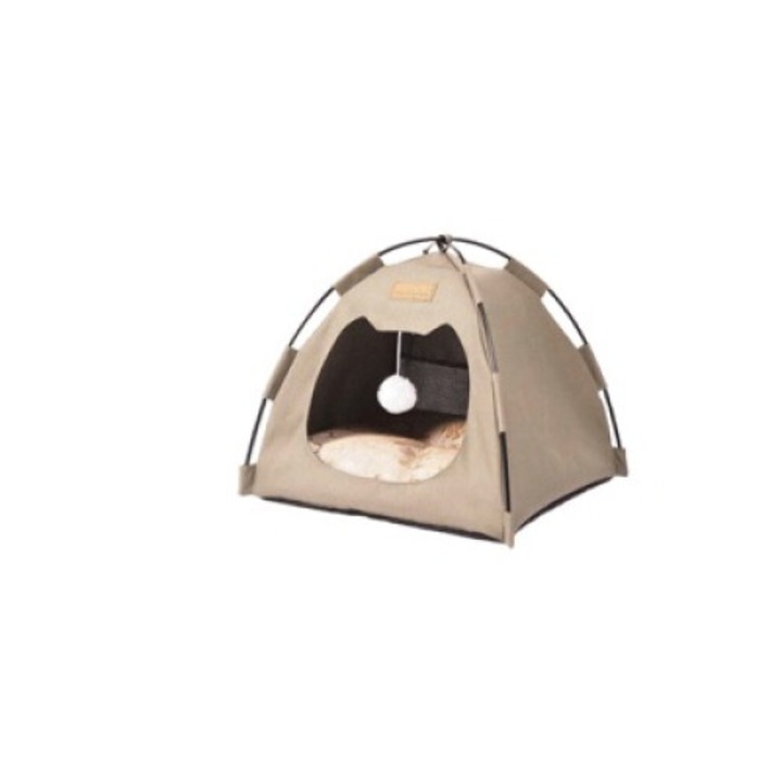 Univerzális összecsukható macska- és kutyasátor, zárt kisállatágy, levehető, többszínű, barna, L