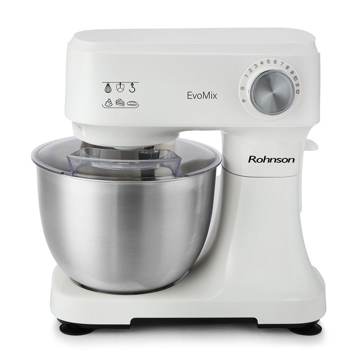 Миксер с купа Rohnson R-5550, 750 W, Купа 3.5 л, 12 скорости, Планетарно движение, Бял