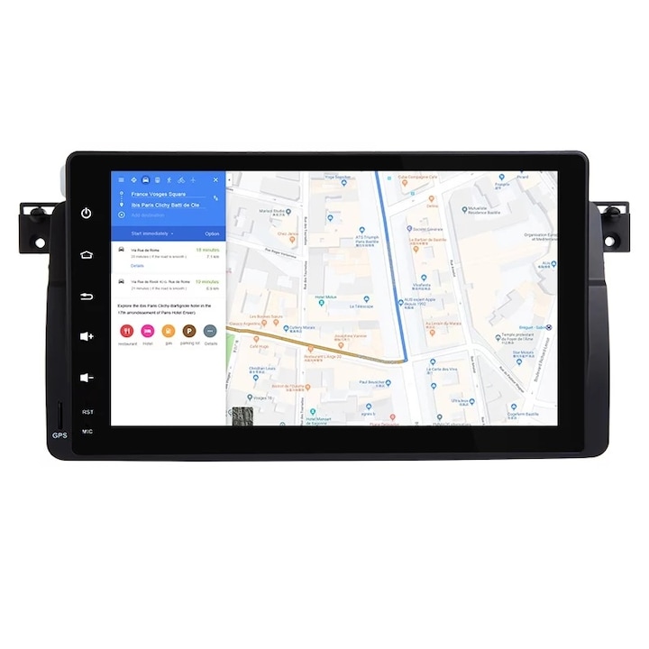 Sistem de Navigatie BMW E46, procesor octa-core, 8 GB RAM, memorie interna 128 GB, Slot cartela SIM pentru conexiune 4G la internet, Wi-Fi, Android, Bluetooth