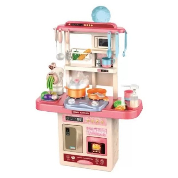 Gyerekkonyha Otthon Konyha gőzzel és gyurmával, 75 cm., Rózsaszín