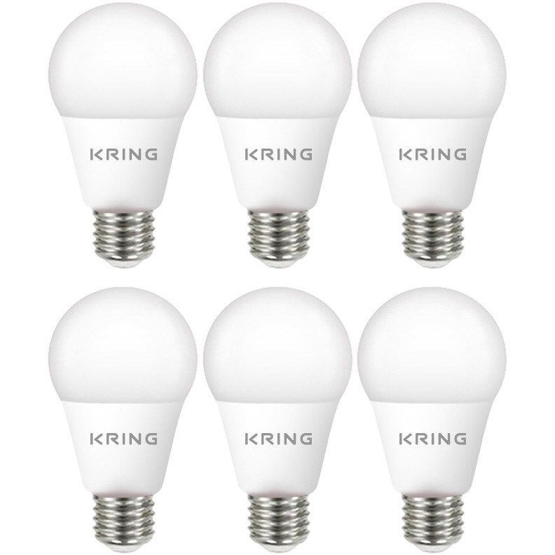 Set 6 becuri LED Kring, E27, 12W (110W), 1500 lm, lumina calda (3000K), clasa energetica E