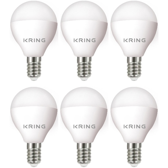 Set 6 becuri LED Kring, E14, 8W (70W), 900 lm, lumina neutra (4000k), clasa energetica E
