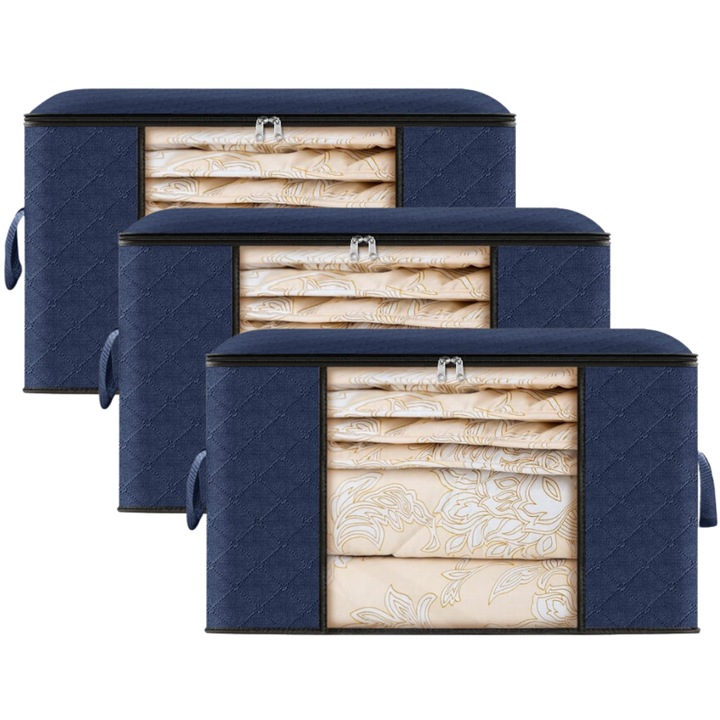 Set 6 genti depozitare SDEPOT®, cu fermoar, marime S, albastru