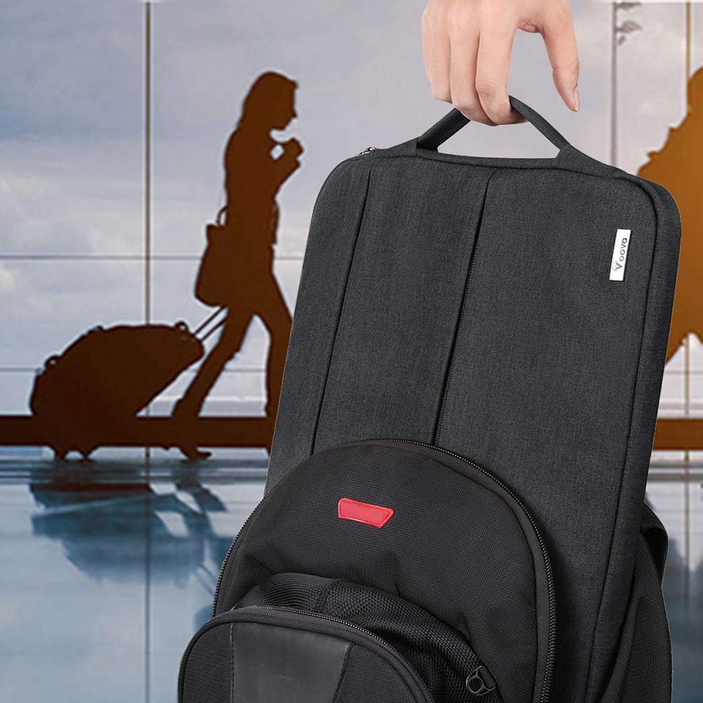 Husa de protectie geanta de transport, JENUOS®, pentru tableta 11-12, Potrivit pentru Apple macbook Huawei pro Xiaomi air, 2 buzunare cu fermoar, Detine incarcator, telefon, casti, mouse, unitate USB, 33 x 23.1 x 24cm, Negru