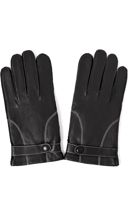 Manusi din piele pentru barbati, Alb/Negru