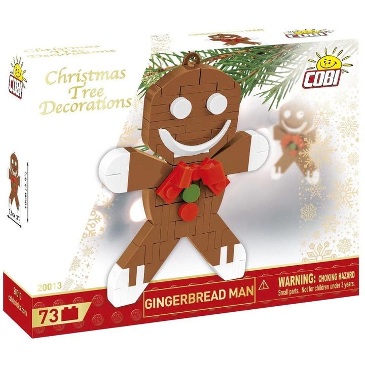 Cobi Építőkészlet, Karácsonyfa díszek - Mézeskalács figura, 73 db, 7.5x10 cm, többszínű