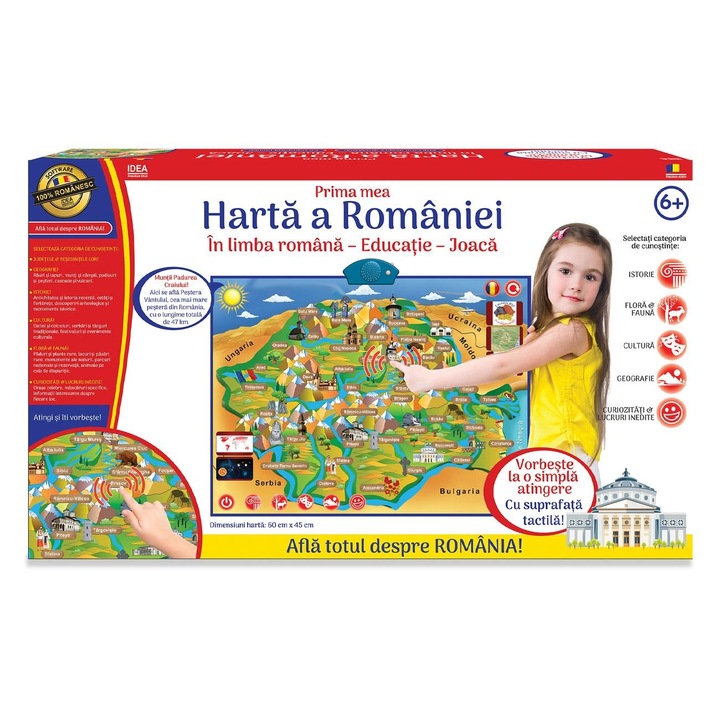 Joc Educativ, Harta României Electronică, Vorbește în Limba Română, Multicolor, 6+ Ani, MYONNA IT & E-COMMERCE ®
