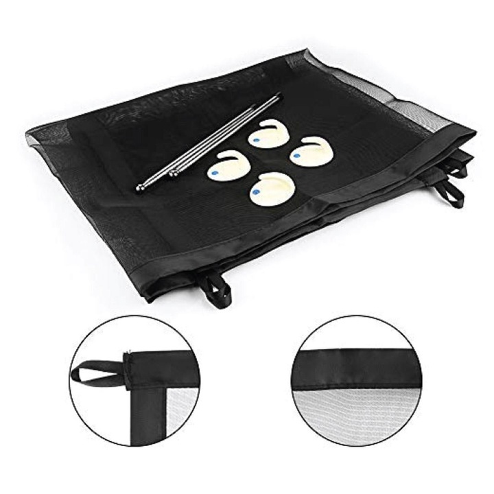 Plasa Protectie Usa, 75x110cm, Negru, Set 1 Plasa, 2 Tije Flexibile, 4 Carlige Autoadezive