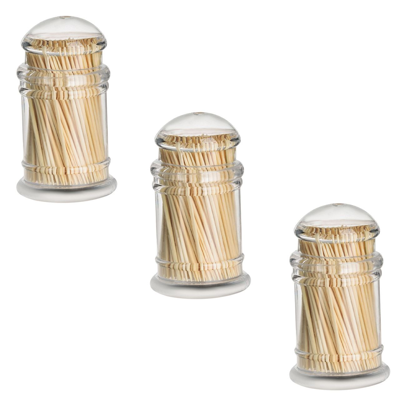 Set Recipiente Scobitori, Bambus, 3 Bucati, Capace Transparente - eMAG.ro