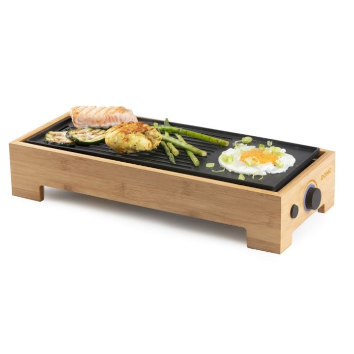 Elektromos grill Teppan Yaki Domo DO9270G, 1000W, 36x14cm, bambusz